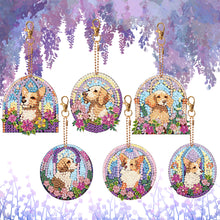 Load image into Gallery viewer, 6 PCS Double Sided Special Shape Diamond Painting Art Keychain Pendant (Dog)
