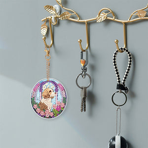 6 PCS Double Sided Special Shape Diamond Painting Art Keychain Pendant (Dog)