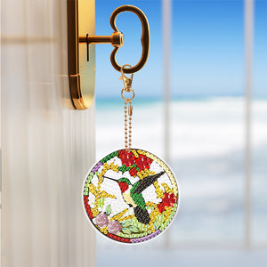 6 PCS Double Sided Special Shape Diamond Painting Keychain Pendant (Hummingbird)