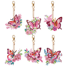 Load image into Gallery viewer, 6 PCS Double Sided Special Shape Diamond Painting Keychain Pendant (Butterfly)
