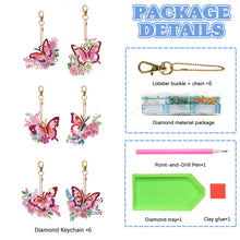 Load image into Gallery viewer, 6 PCS Double Sided Special Shape Diamond Painting Keychain Pendant (Butterfly)
