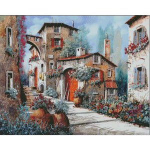 Between Houses 50X40CM(Canvas) Full Round Drill Diamond Painting