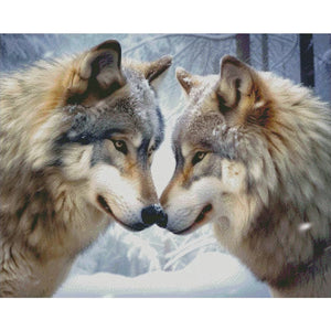 Wolf Couple 50X40CM(Canvas) Full Round Drill Diamond Painting