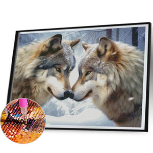 Wolf Couple 50X40CM(Canvas) Full Round Drill Diamond Painting