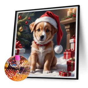 Christmas Puppy 30X30CM(Canvas) Full Round Drill Diamond Painting