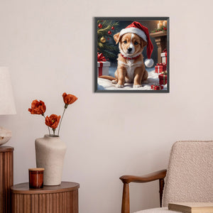Christmas Puppy 30X30CM(Canvas) Full Round Drill Diamond Painting