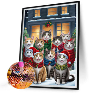 Christmas Cat 30X40CM(Canvas) Full Square Drill Diamond Painting