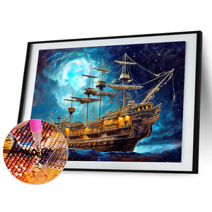 Sea Sailing Boat 40X30CM(Canvas) Full Round Drill Diamond Painting