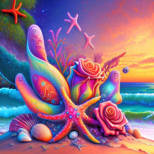 Colorful Beach 30X30CM(Canvas) Full Round Drill Diamond Painting