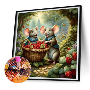 Two Mice In The Forest 30X30CM(Canvas) Full Round Drill Diamond Painting