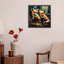 Load image into Gallery viewer, A Pair Of Red Foxes In The Forest 30X30CM(Canvas) Full Round Drill Diamond Painting
