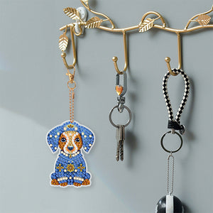 6 PCS Double Sided Special Shape Diamond Painting Keychain (Papercutting Animal)