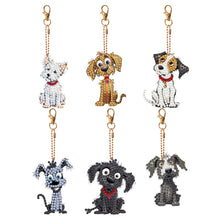 Load image into Gallery viewer, 6 PCS Double Sided Special Shape Diamond Painting Keychain (Cute Puppy)
