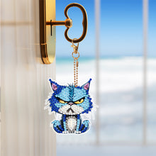 Load image into Gallery viewer, 6 PCS Double Sided Special Shape Diamond Painting Keychain (Fierce Cute Cat)
