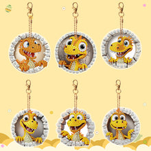 Load image into Gallery viewer, 6 PCS Double Sided Special Shape Diamond Painting Keychain (Little Dinosaur)
