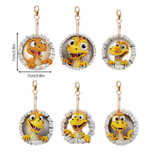 Load image into Gallery viewer, 6 PCS Double Sided Special Shape Diamond Painting Keychain (Little Dinosaur)
