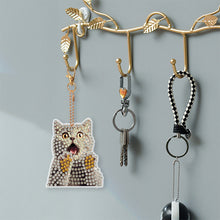 Load image into Gallery viewer, 6 PCS Double Sided Special Shape Diamond Painting Keychain (Panicked Cat)
