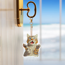 Load image into Gallery viewer, 6 PCS Double Sided Special Shape Diamond Painting Keychain (Panicked Cat)
