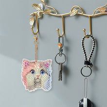 Load image into Gallery viewer, 6 PCS Double Sided Special Shape Diamond Painting Keychain Pendant (Cute Cat)
