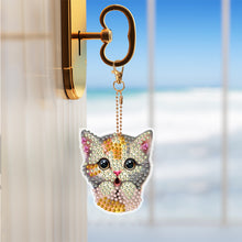 Load image into Gallery viewer, 6 PCS Double Sided Special Shape Diamond Painting Keychain Pendant (Cute Cat)
