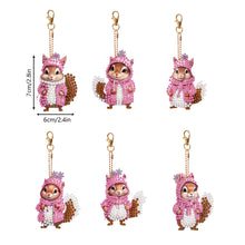 Load image into Gallery viewer, 6 PCS Double Sided Special Shape Diamond Painting Keychain (Pink Squirrel)
