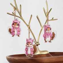 Load image into Gallery viewer, 6 PCS Double Sided Special Shape Diamond Painting Keychain (Pink Squirrel)
