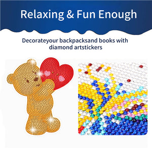 6 Pcs Valentine Diamond Painting Sticker Gem Sticker for Boy Girls Gift (Bear)