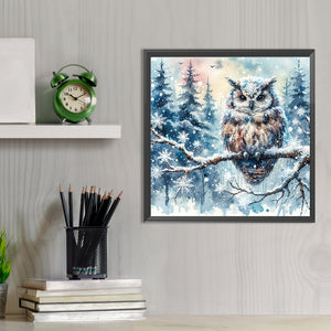 Snowy Owl 30*30CM(Canvas) Full Round Drill Diamond Painting