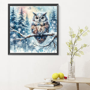 Snowy Owl 30*30CM(Canvas) Full Round Drill Diamond Painting