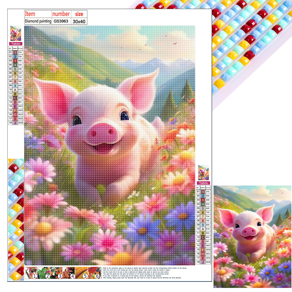 Cute Pig 30X40CM(Canvas) Full Square Drill Diamond Painting