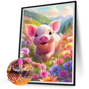 Cute Pig 30X40CM(Canvas) Full Square Drill Diamond Painting