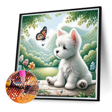 Load image into Gallery viewer, Puppy Playing With Butterfly 40*40CM(Canvas) Full Round Drill Diamond Painting
