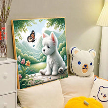 Load image into Gallery viewer, Puppy Playing With Butterfly 40*40CM(Canvas) Full Round Drill Diamond Painting
