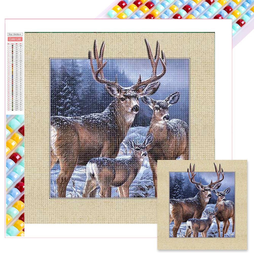 Deer In Snow 50*50CM(Picture) Full Square Drill Diamond Painting