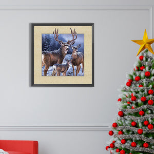 Deer In Snow 50*50CM(Picture) Full Square Drill Diamond Painting