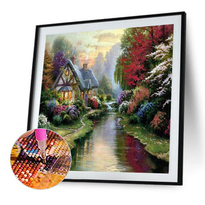 Riverside Cabin 50*50CM(Picture) Full Square Drill Diamond Painting