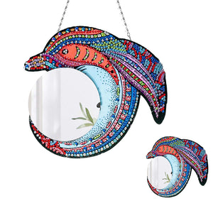 Special Shaped Diamond Painting Makeup Mirror Kit Dolphin Crystal Diamond Mirror