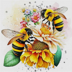 Lovers Bees (30*30CM) 18CT Stamped Cross Stitch