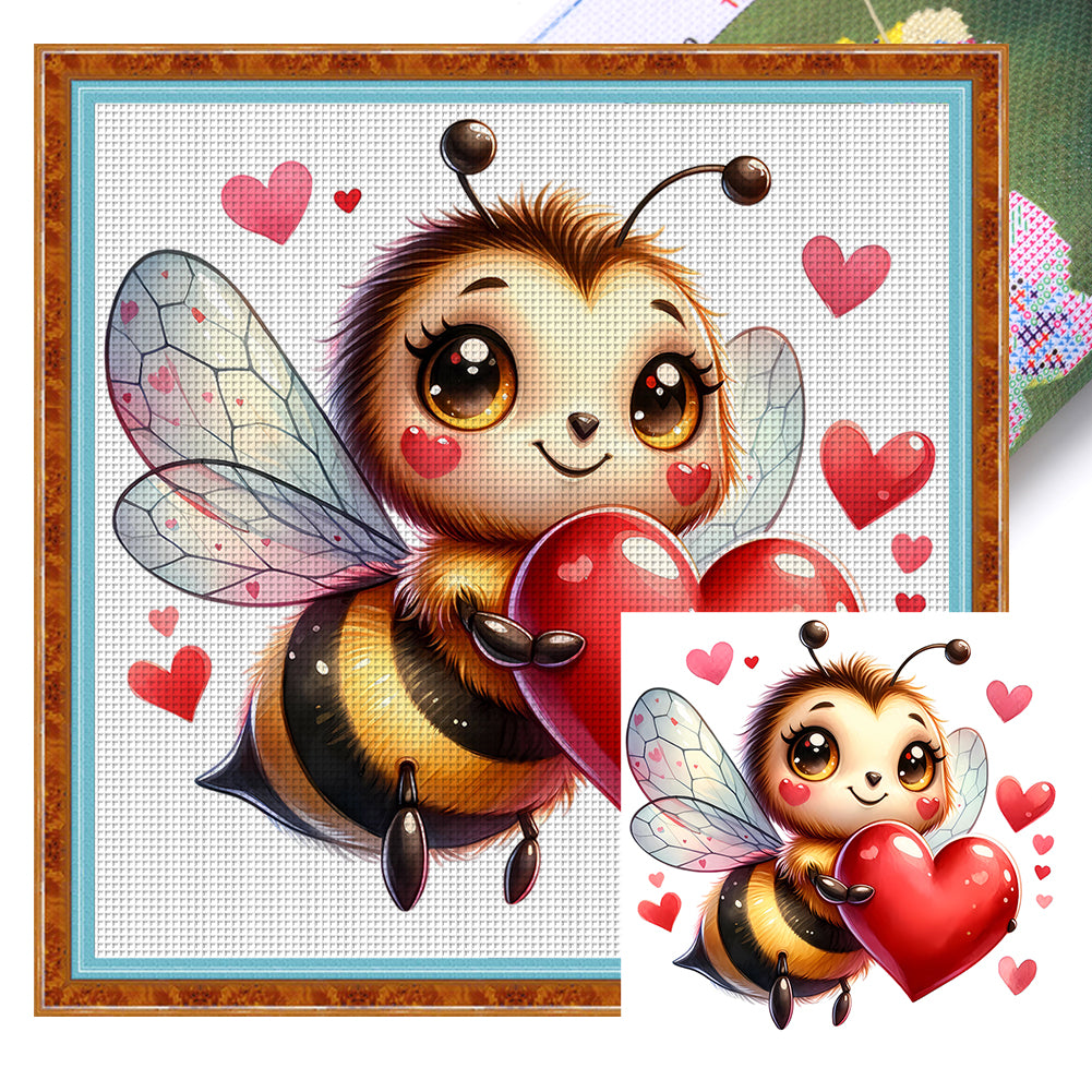 Valentine'S Day Bee (25*25CM) 18CT Stamped Cross Stitch