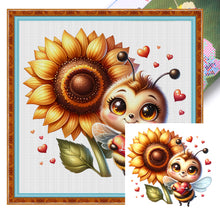 Load image into Gallery viewer, Valentine&#39;S Day Bee (25*25CM) 18CT Stamped Cross Stitch
