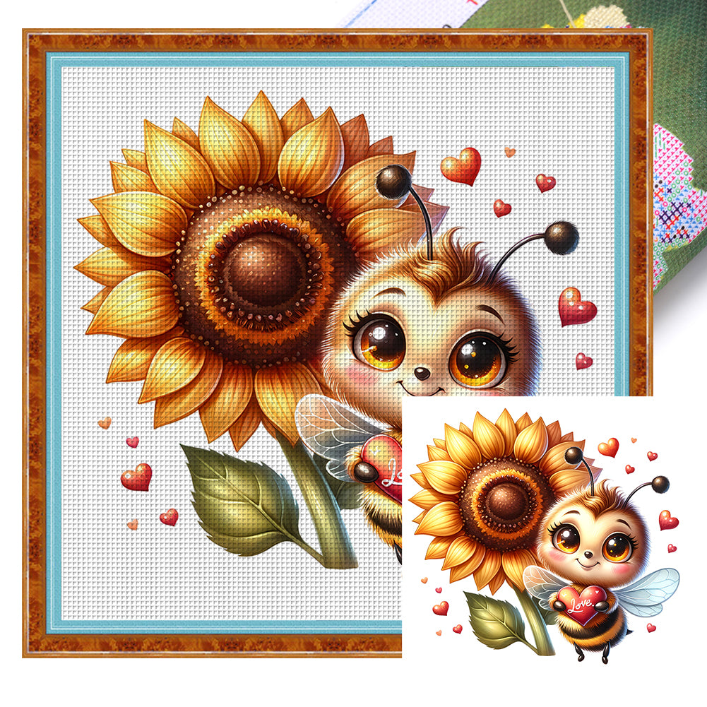 Valentine'S Day Bee (25*25CM) 18CT Stamped Cross Stitch