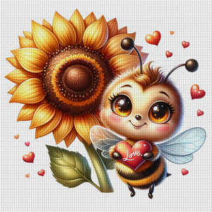 Valentine'S Day Bee (25*25CM) 18CT Stamped Cross Stitch