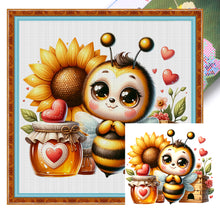 Load image into Gallery viewer, Valentine&#39;S Day Bee (25*25CM) 18CT Stamped Cross Stitch
