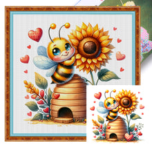 Load image into Gallery viewer, Valentine&#39;S Day Bee (25*25CM) 18CT Stamped Cross Stitch
