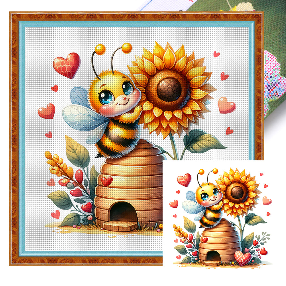 Valentine'S Day Bee (25*25CM) 18CT Stamped Cross Stitch