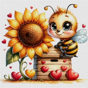 Valentine'S Day Bee (25*25CM) 18CT Stamped Cross Stitch