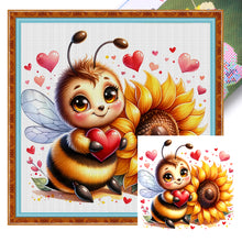 Load image into Gallery viewer, Valentine&#39;S Day Bee (25*25CM) 18CT Stamped Cross Stitch
