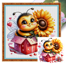 Load image into Gallery viewer, Valentine&#39;S Day Bee (25*25CM) 18CT Stamped Cross Stitch
