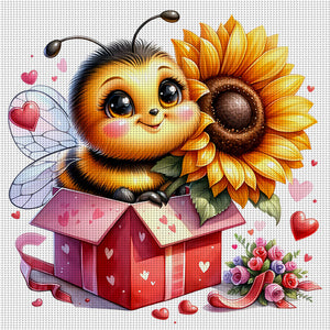 Valentine'S Day Bee (25*25CM) 18CT Stamped Cross Stitch