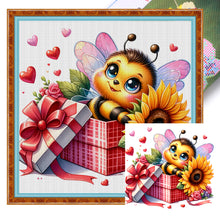 Load image into Gallery viewer, Valentine&#39;S Day Bee (25*25CM) 18CT Stamped Cross Stitch
